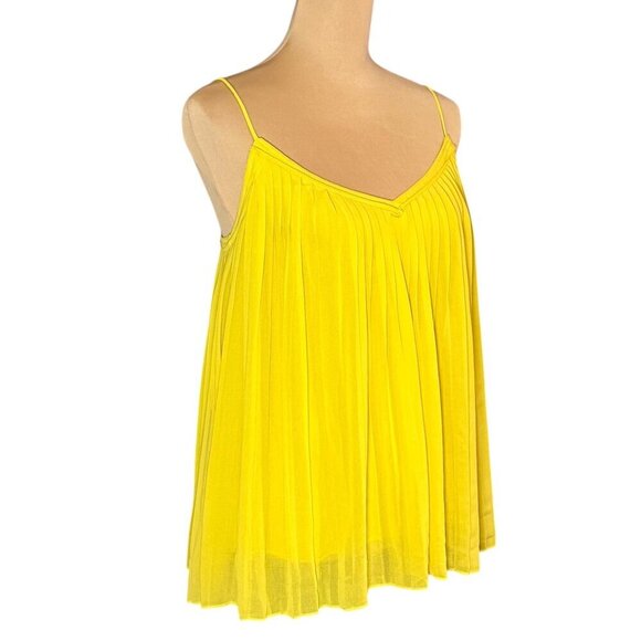 Massimo Dutti Pleated Babydoll Cami Top Sz.M Yellow Flowy Dopamine Coquette Y2K - Picture 4 of 14